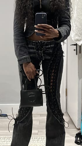 Customer photo review of THE VILLAIN MOTO JACKET (BLACK DENIM)