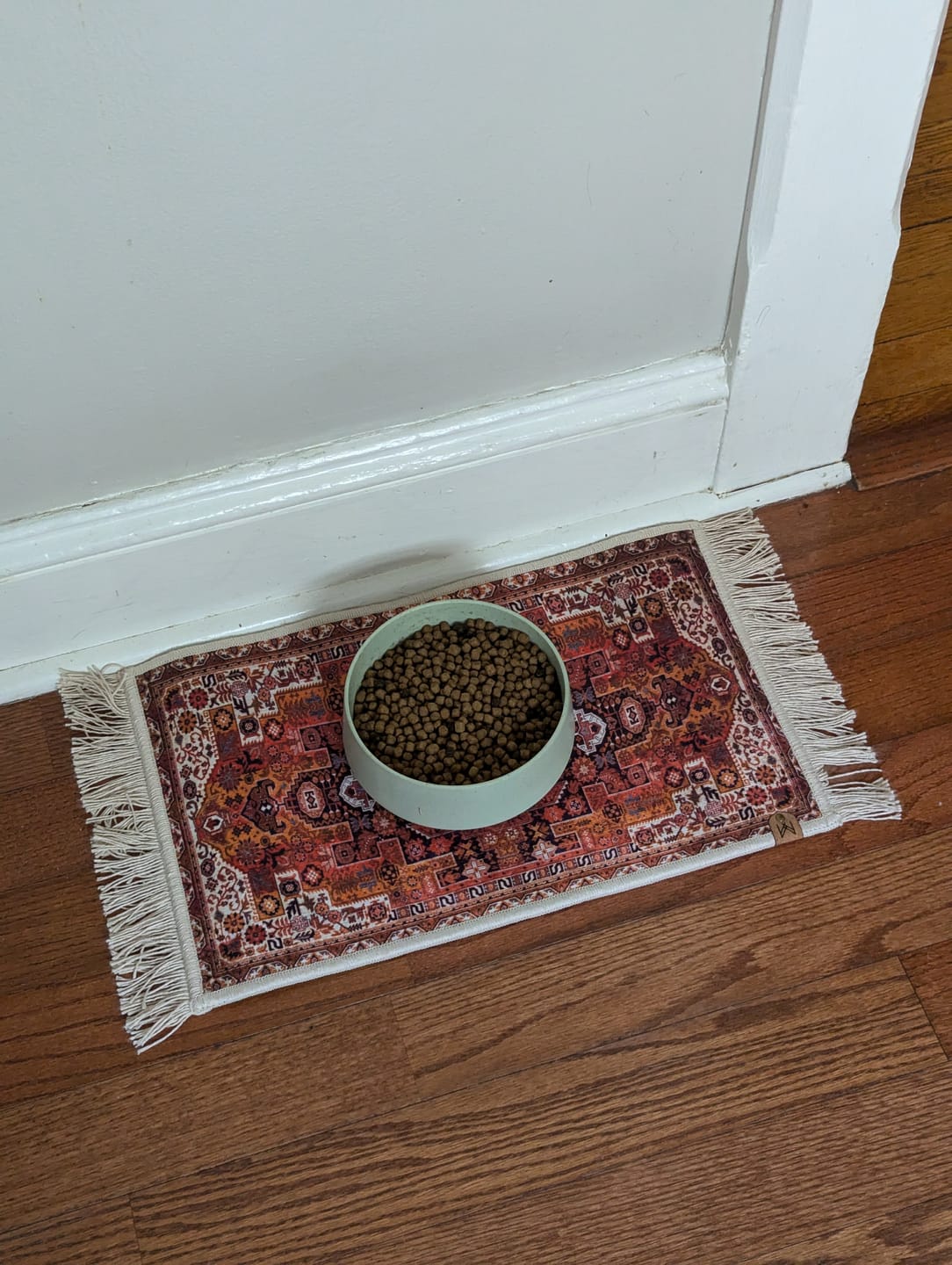 Customer photo review of Pet Bowl Mat with Fringe - Ophelia