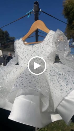 Customer video review of Girl Formal Princess Dresses Baby Girl Bow Mesh Long Sleeve Sequined Christening Dress