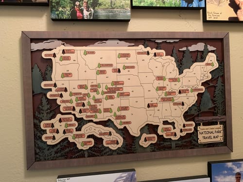 Customer photo review of US 3D Wooden National Parks Travel Map With Trees To Record Park Visits (1 Design)