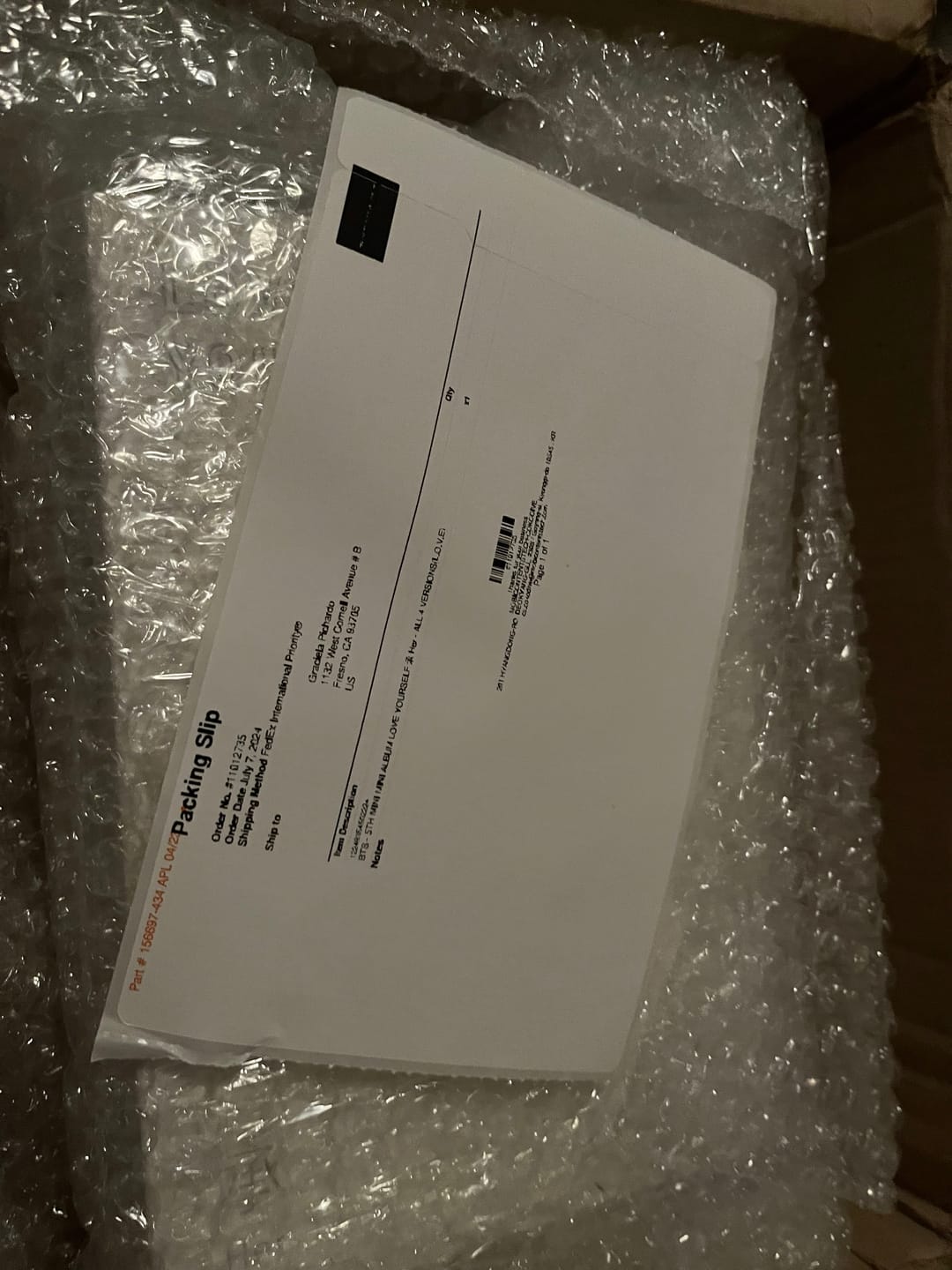 Customer photo review of BTS - 5TH MINI MINI ALBUM LOVE YOURSELF 承 Her