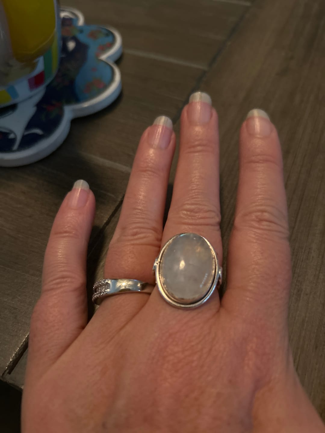 Customer photo review of Sterling Silver Rainbow Moonstone Ring