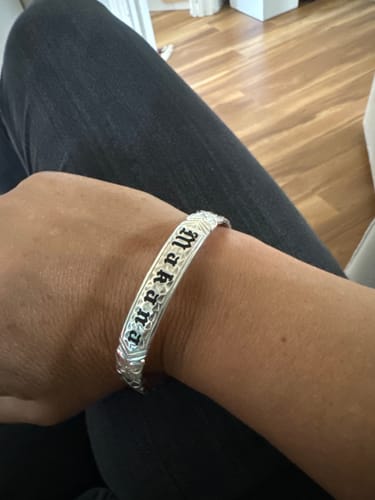 Customer photo review of Sterling Silver Custom-Made Maile Leaf Bangle Cut Out Edge Bangle (Heavy 1.75)