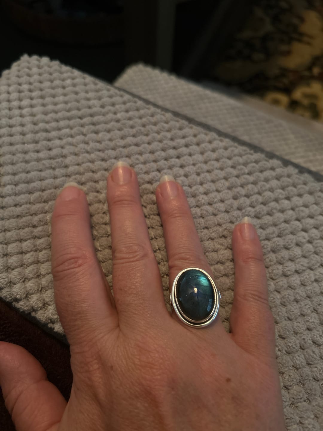 Customer photo review of Labradorite Leaf Ring Sterling Silver