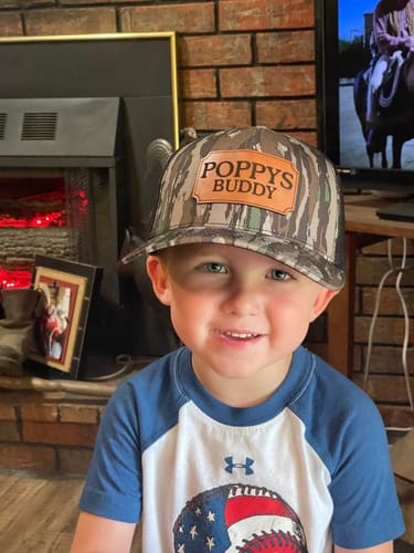 Customer photo review of Custom Leather Patch Trucker Hat - Richardson 112P