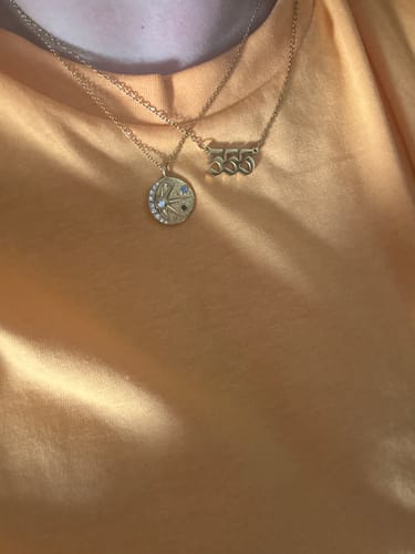 Customer photo review of Joy and Positivity - 18k Necklace with Moon and Sun