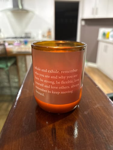 Customer photo review of Heartfelt Quote Candle - inhale, exhale