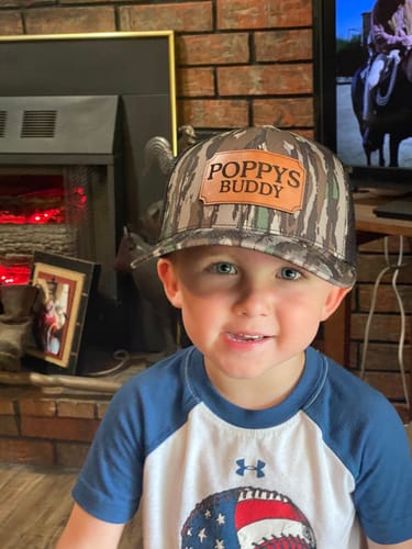 Customer photo review of Custom Leather Patch Trucker Hat - Richardson 112P
