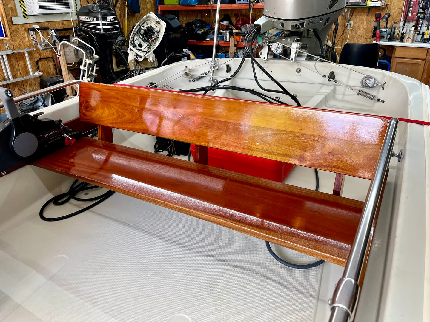 Customer photo review of Boston Whaler Mahogany Backrest With L-Brackets, Fits Classic 13' &15'