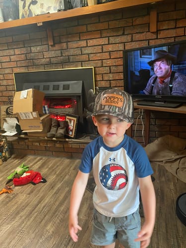 Customer photo review of Custom Leather Patch Trucker Hat - Richardson 112P