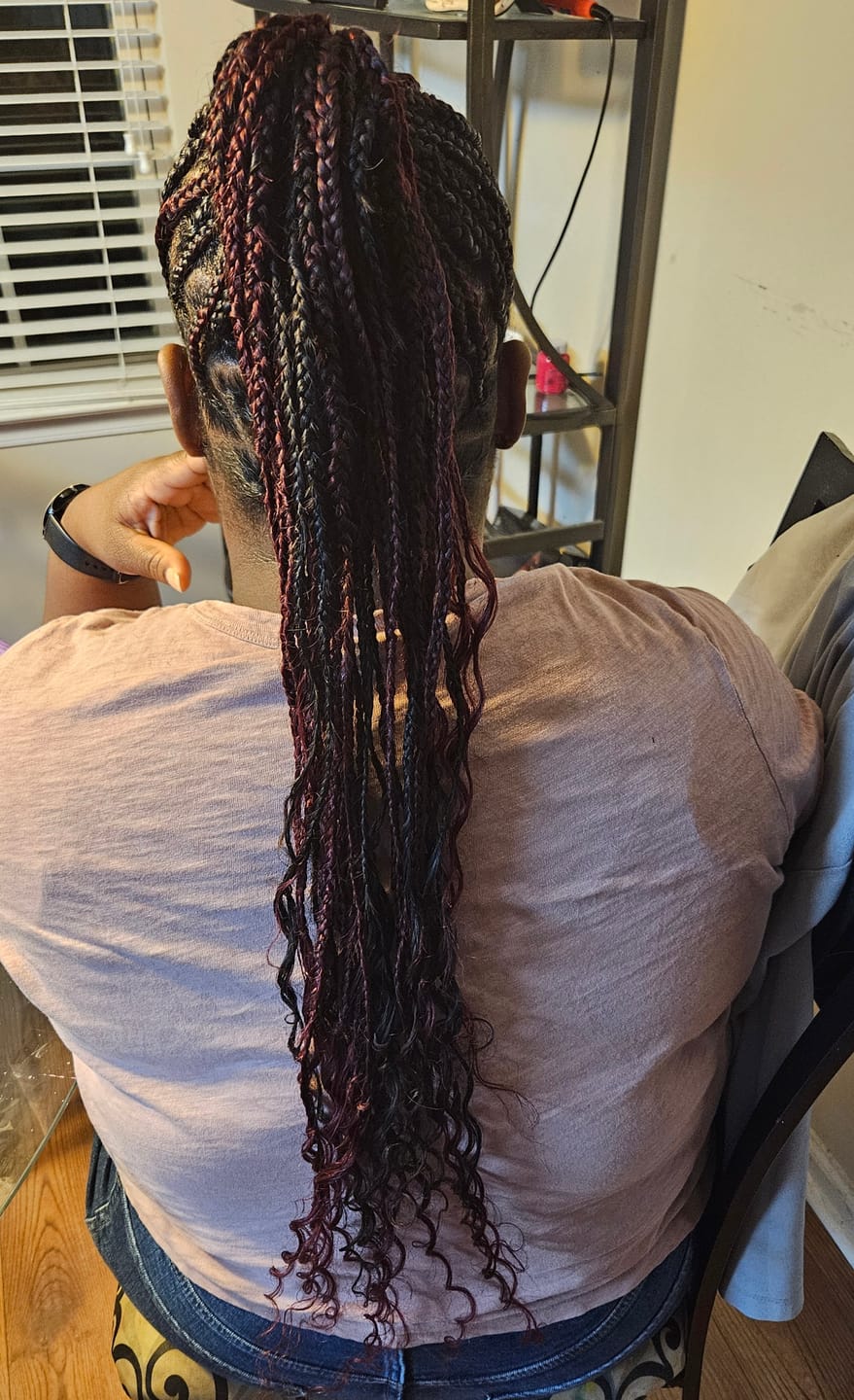Customer photo review of Burgundy Deep Wave Bulk Hair Extensions for Braiding