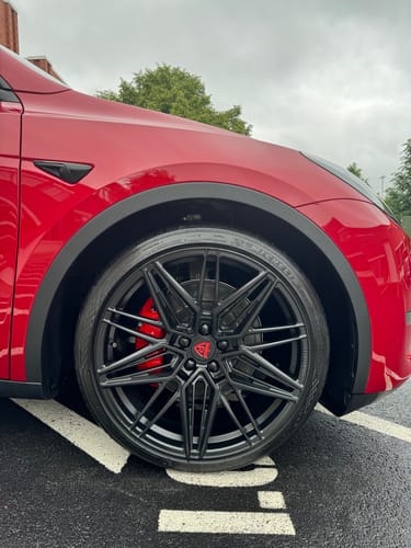 Customer photo review of CUSTOM 1 PIECE FORGED WHITE TESLA WHEELS: RV-MS808
