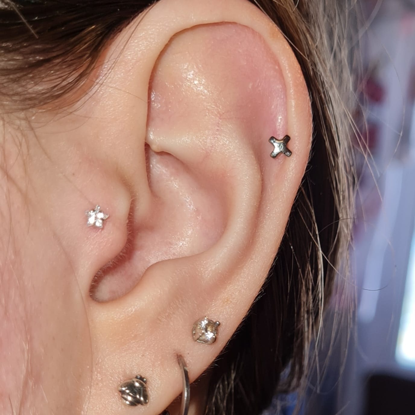 Customer photo review of STELLA Crystal Star Cartilage Stud - Threadless