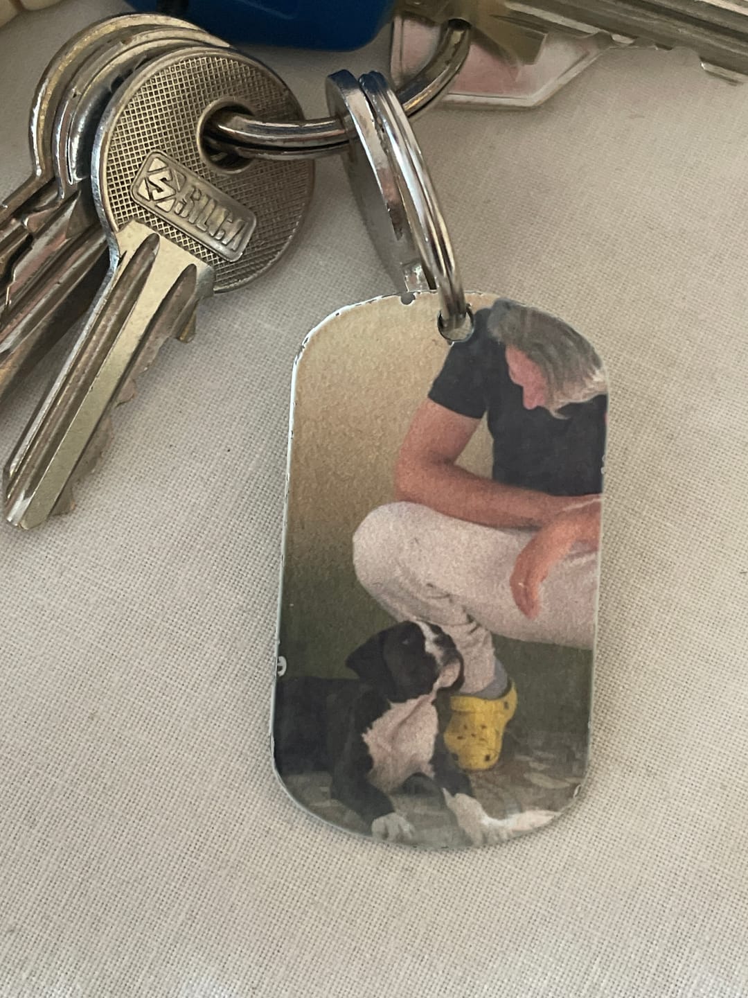 Customer photo review of Per sempre nel cuore - Portachiavi piastrina personalizzato