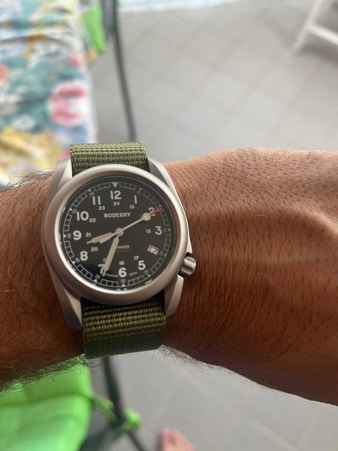 Customer photo review of VOYAGER - 100M Waterproof Titanium Automatic Field Watch | Black/ArmyGreen