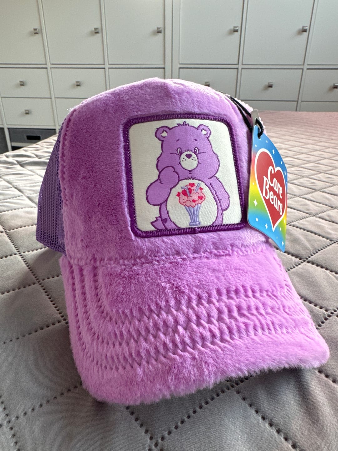 Customer photo review of OVERLORD X Care bears:  Share Bear Trucker Cap