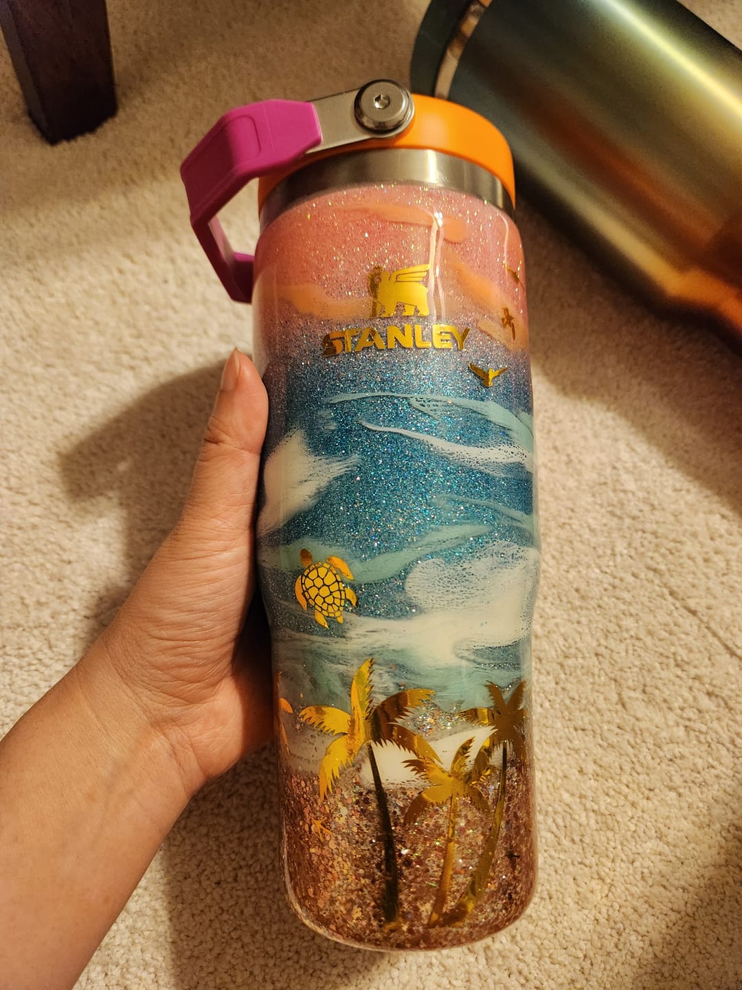 Customer photo review of PRESALE Glitter Beach Stanley Iceflow 30oz