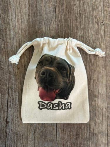 Customer photo review of Saquito Personalizado Mascota