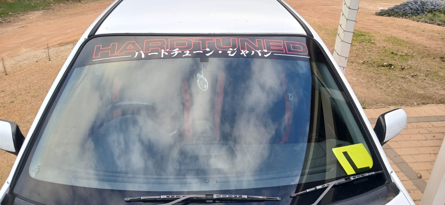 Customer photo review of Hardtuned Keyline Window Banner