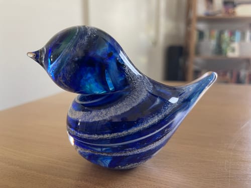 Customer photo review of Glass Bluebird with Cremation Ash