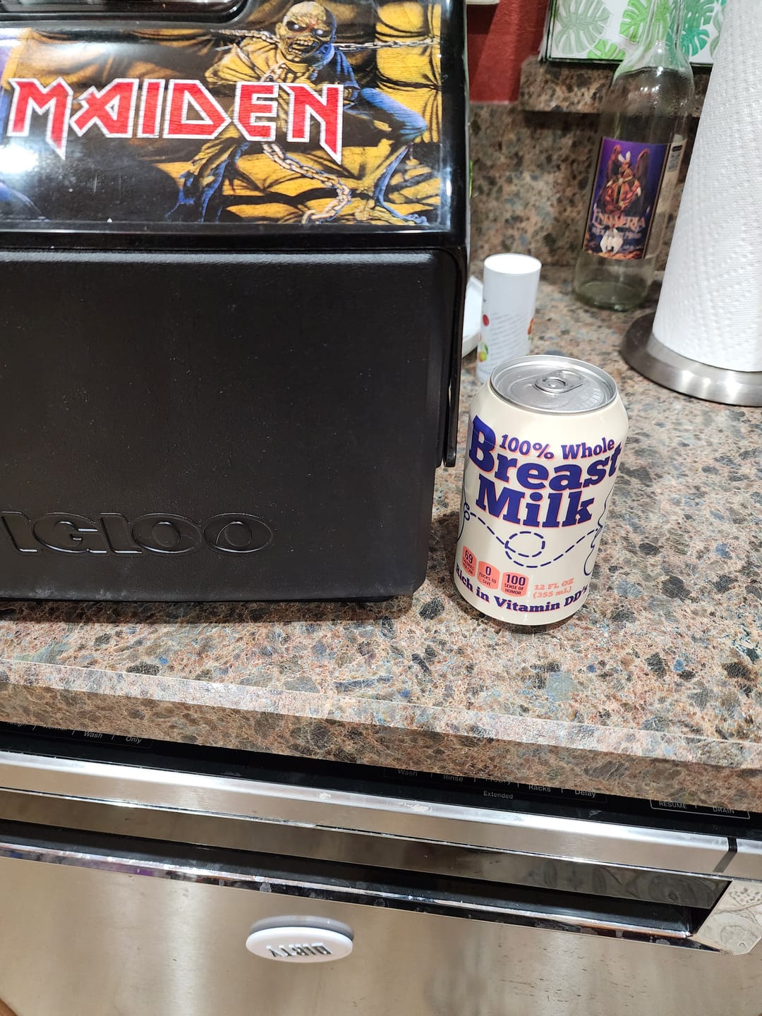 Customer photo review of Breast Milk Beersy Silicone Sleeve Hide-a-Beer Can Cooler