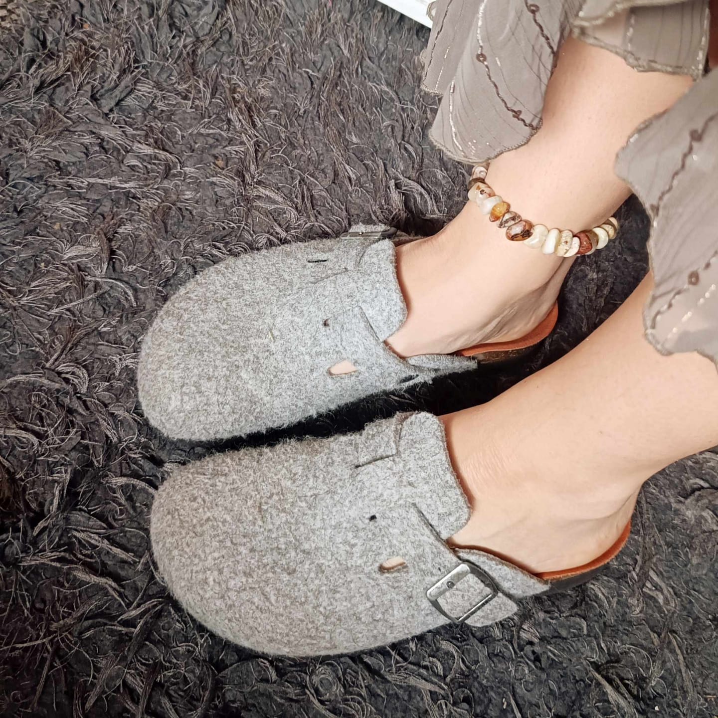 Customer photo review of Taro Recycled Felt Footbed Shoes
