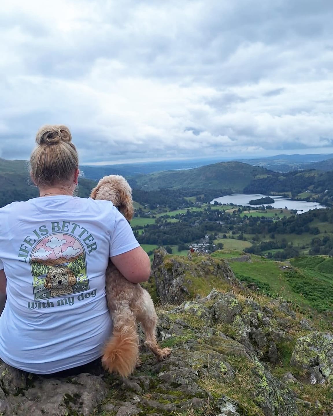 Customer photo review of Personalised Life is Better with your dog t-shirt