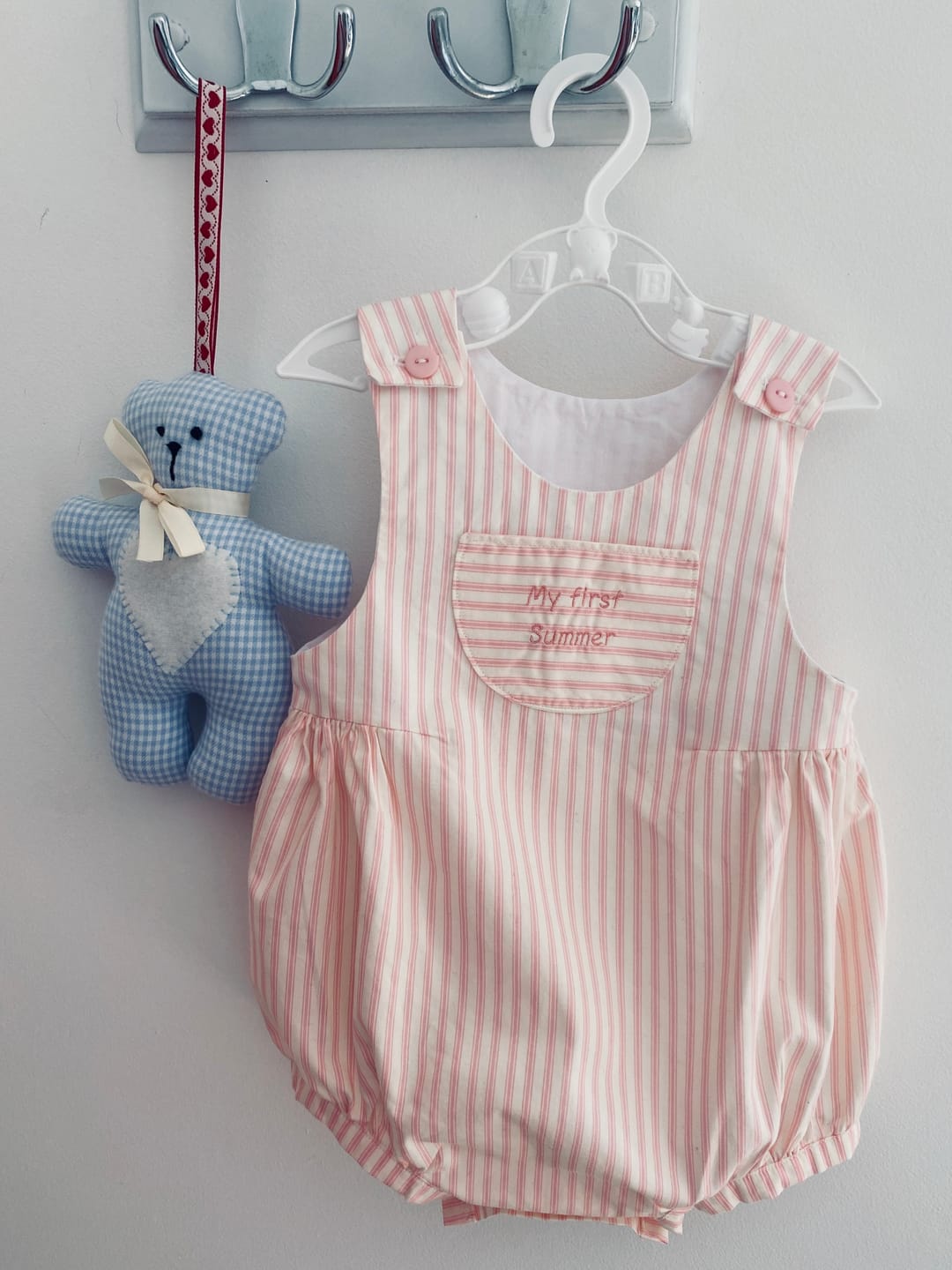Customer photo review of Ticking Stripes Rose & Hubble Cotton Poplin Fabric