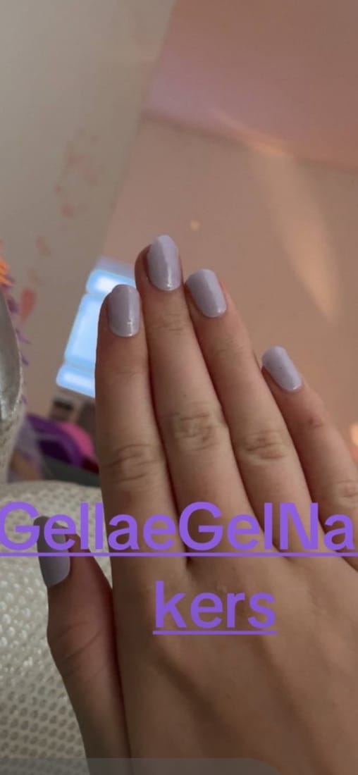 Customer photo review of Wisteria Purple DIY Semicured Gel Nail Sticker Kit