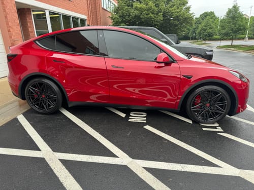 Customer photo review of CUSTOM 1 PIECE FORGED WHITE TESLA WHEELS: RV-MS808