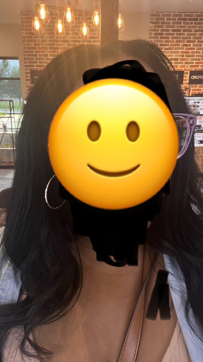 Customer photo review of Seamless Clip In Hair Extensions Kinky Straight