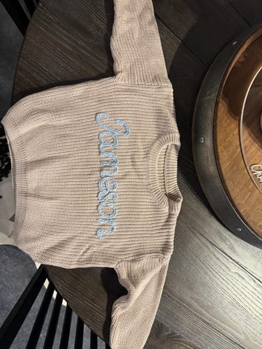 Customer photo review of Hand Knitted Personalized Sweater
