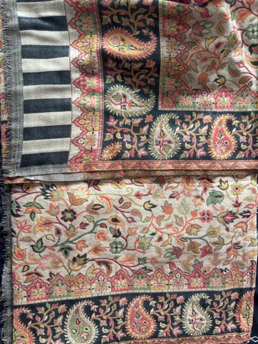 Customer photo review of Pashtush Womens Ethnic Shawl, Faux Pashmina, Soft And Warm, Beige And Black