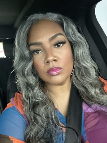 Customer photo review of Luvwin Salt And Pepper Loose Wave 5x5 Closure Glueless Wig 100% Human Hair