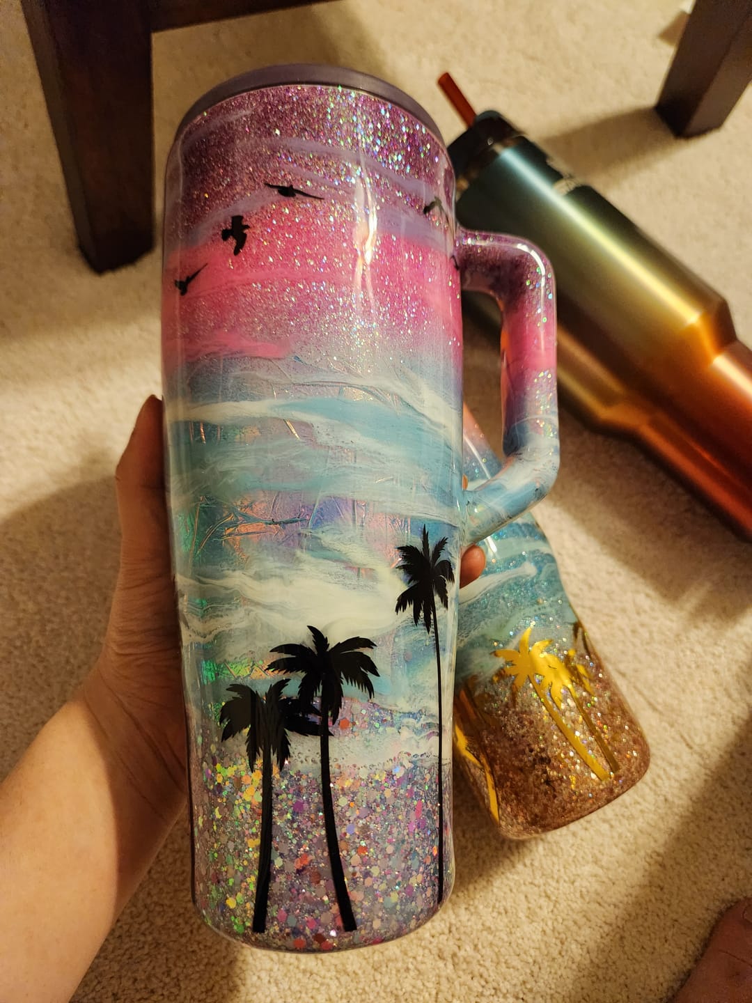 Customer photo review of 40oz Brumate Era Purple beach (DESIGN IN PHOTO BUT ON BRUMATE)