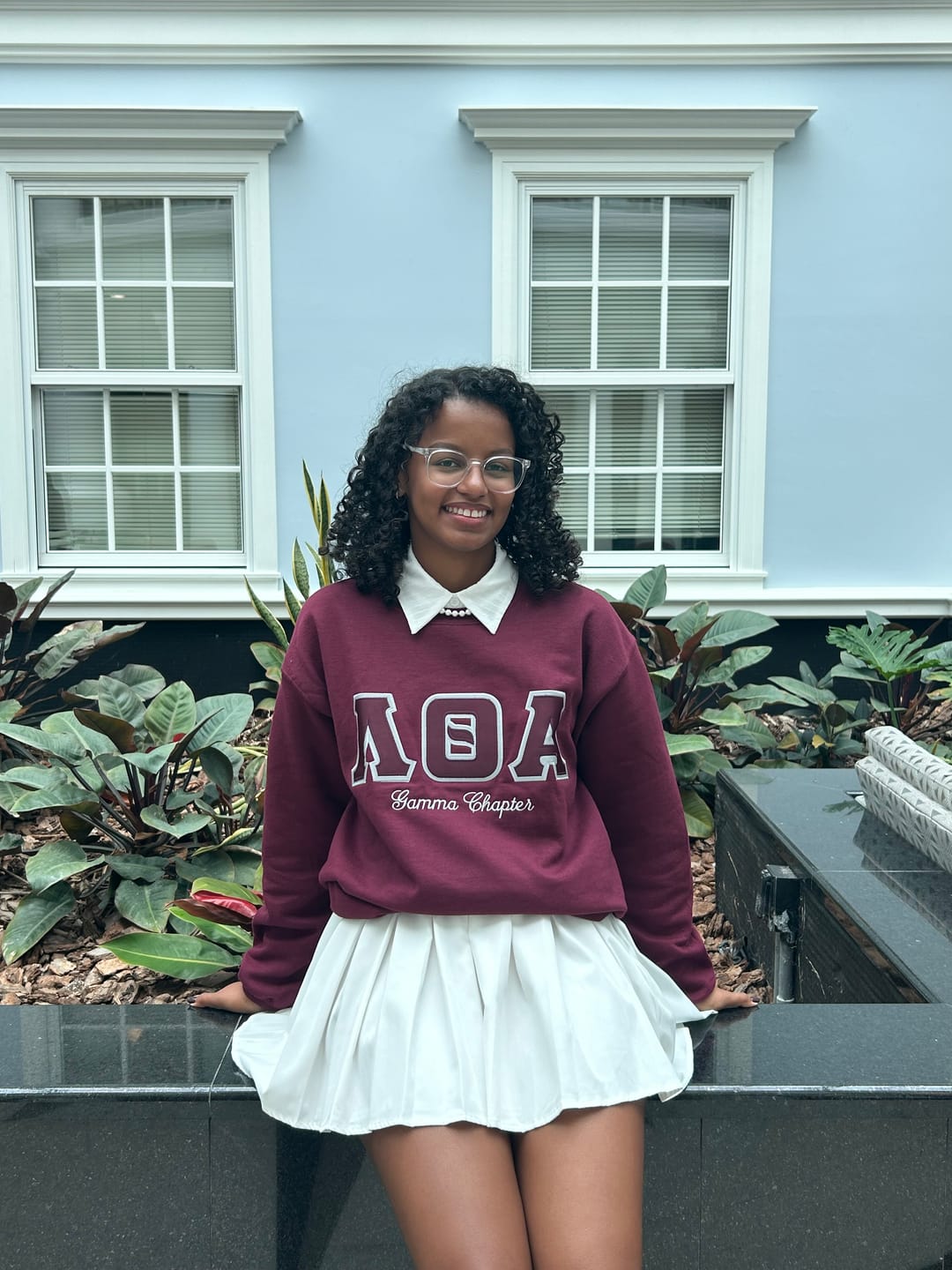 Customer photo review of LTA Classic Stitched Letter Crewneck