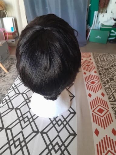 Customer photo review of Luvwin Classic Pixie Cut Style Wig With Layered Bangs For Black Women