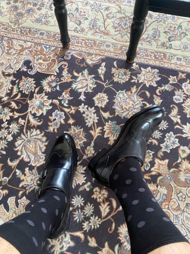 Customer photo review of Double Monk Strap Brogue Wingtip - Solid Black (Hand Painted Patina)