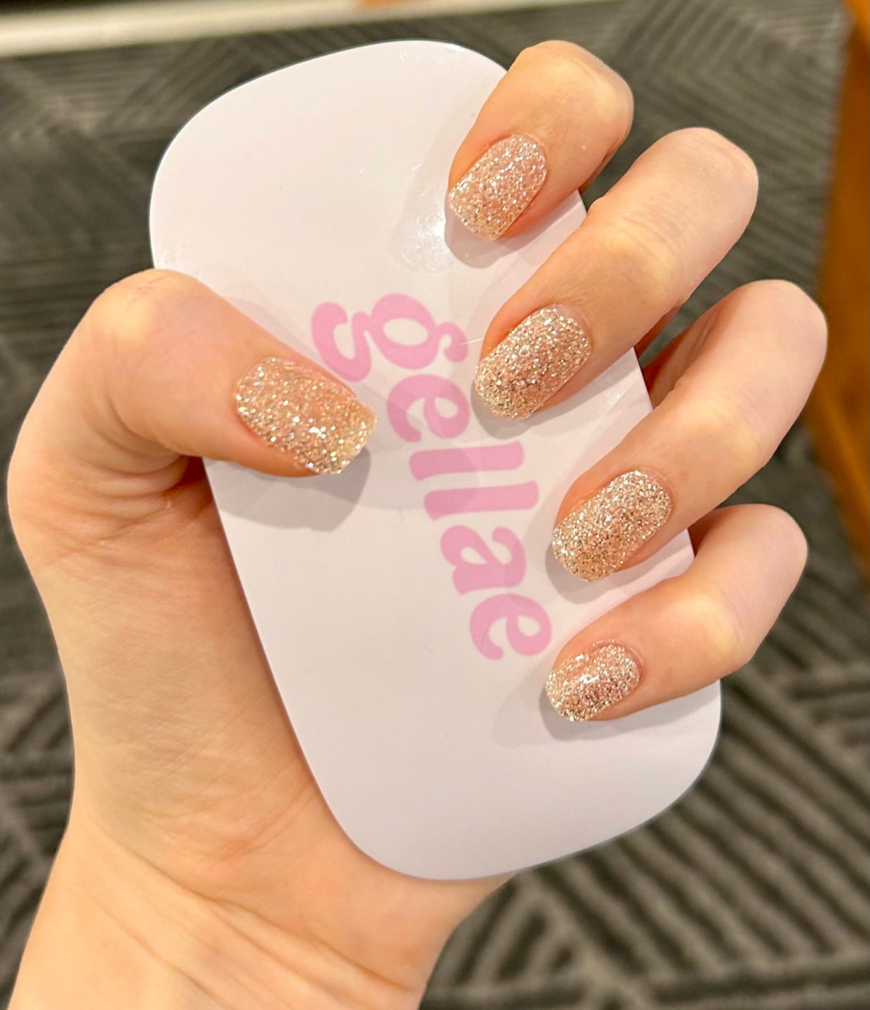 Customer photo review of Silver Stardust Shimmer DIY Semicured Gel Nail Sticker Kit