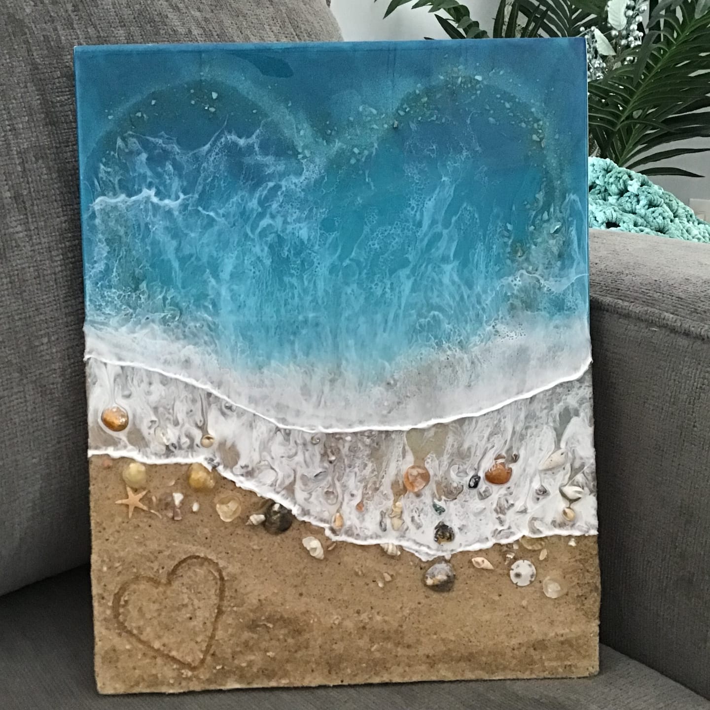 Customer photo review of Beach Mixed Media Portrait with Cremation ash