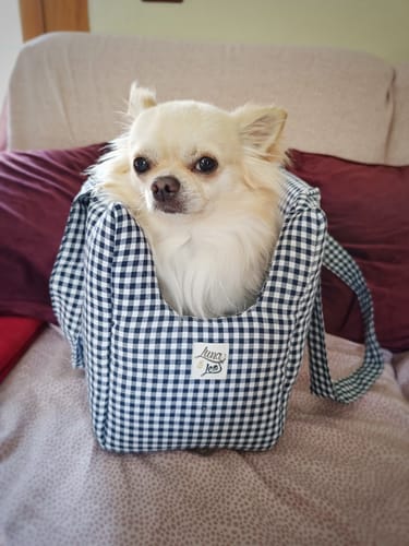 Customer photo review of Trasportino Cotone Vichy Navy