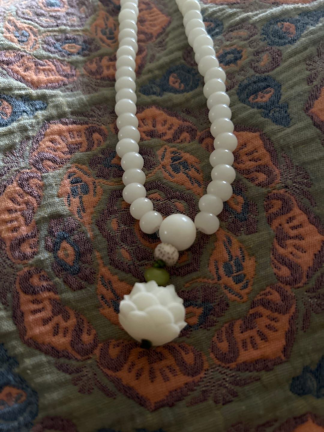 Customer photo review of Buddha Stones White Jade Bodhi Lotus Mala Harmony Necklace Bracelet