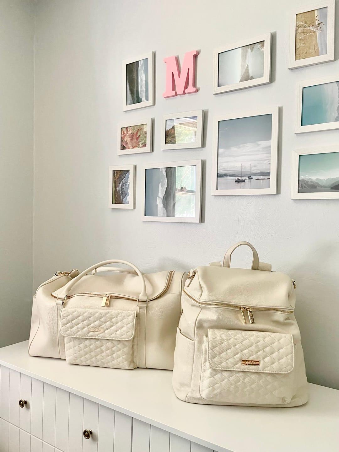 Customer photo review of Monaco Diaper Bag | Pearl White