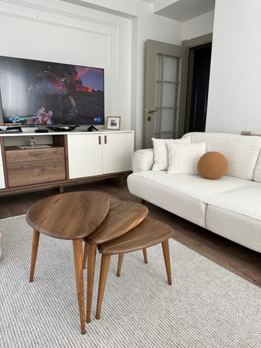 Customer photo review of 3'lü Zigon Sehpa Takımı - Ceviz Ağacı (Ercol Style)