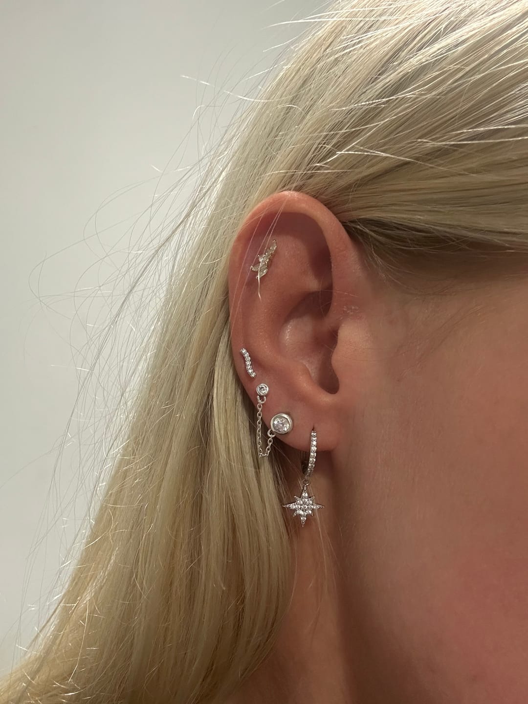 Customer photo review of VENUS North Star Pavé Huggie Hoops