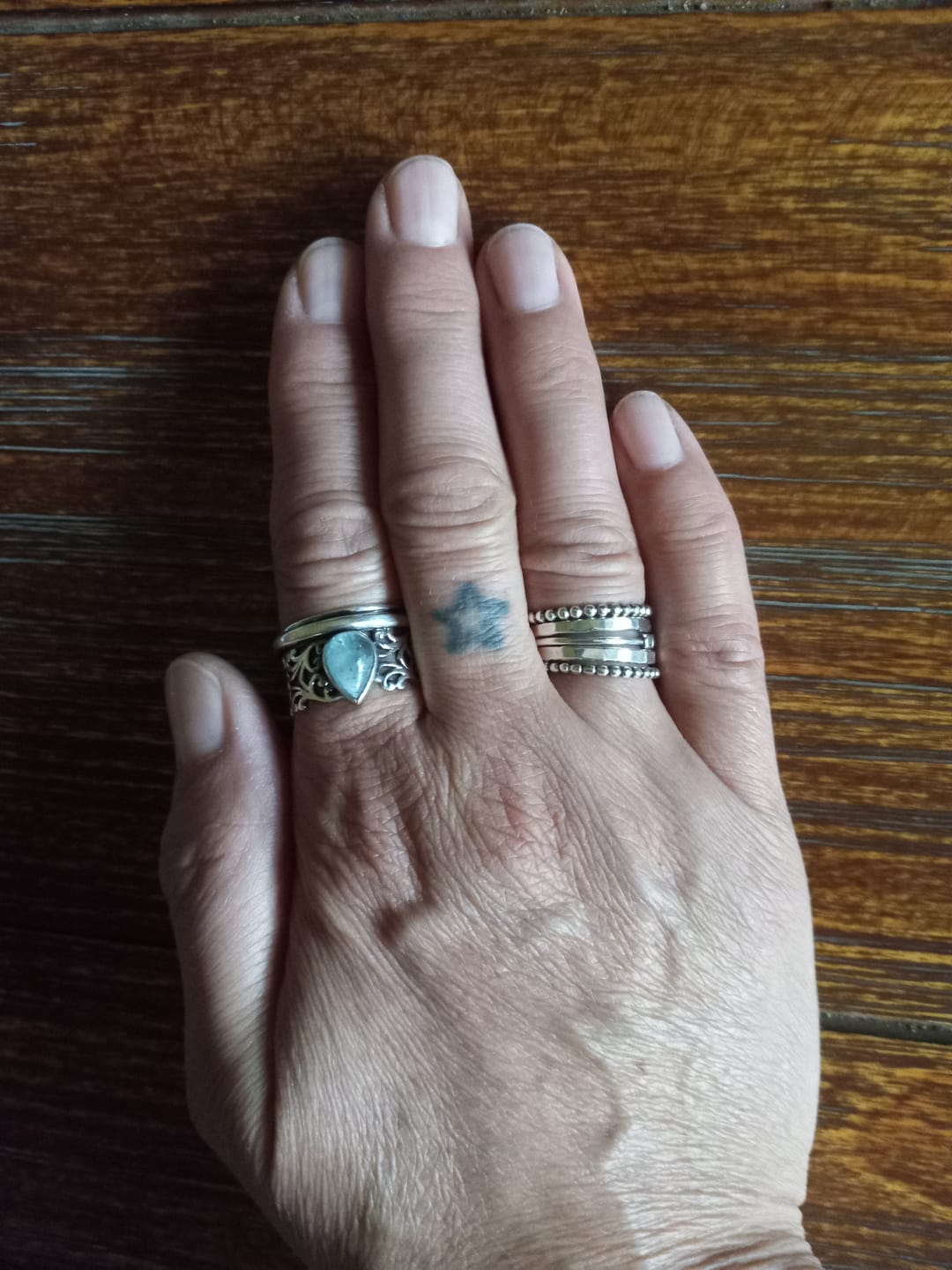 Customer photo review of Teardrop Aquamarine Fidget Ring Sterling Silver