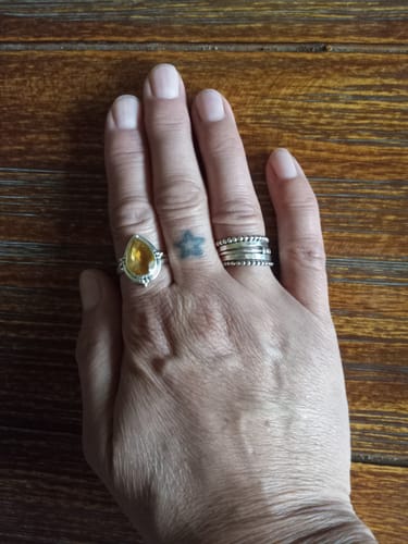 Customer photo review of Citrine Teardrop Ring Sterling Silver