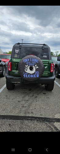 Customer photo review of Slow Sloth Spare Tire Cover for Jeep, RV, Camper, Bronco, & More