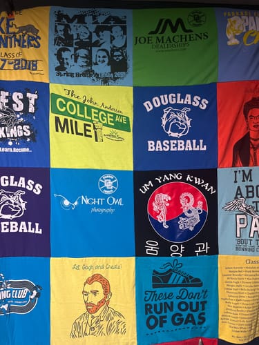 T-shirt quilt featuring douglass baseball by Jonathan from MO