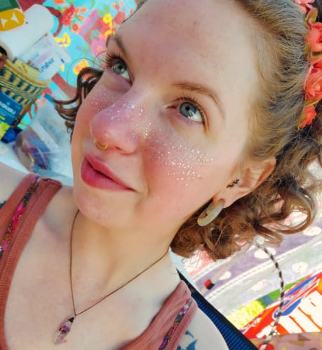 Customer photo review of Stardust Silver + Gold Speckles Makeup Patches